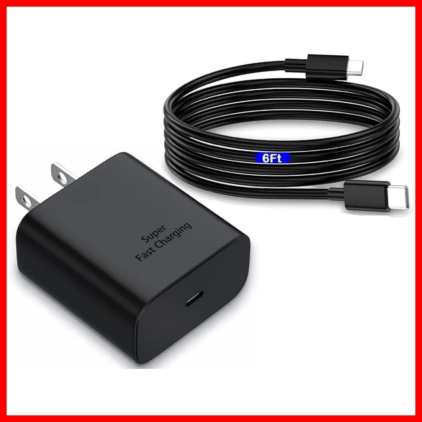 45W Type-C Fast Wall Charger for Samsung Galaxy S25 Ultra with 6Ft USB C Cable