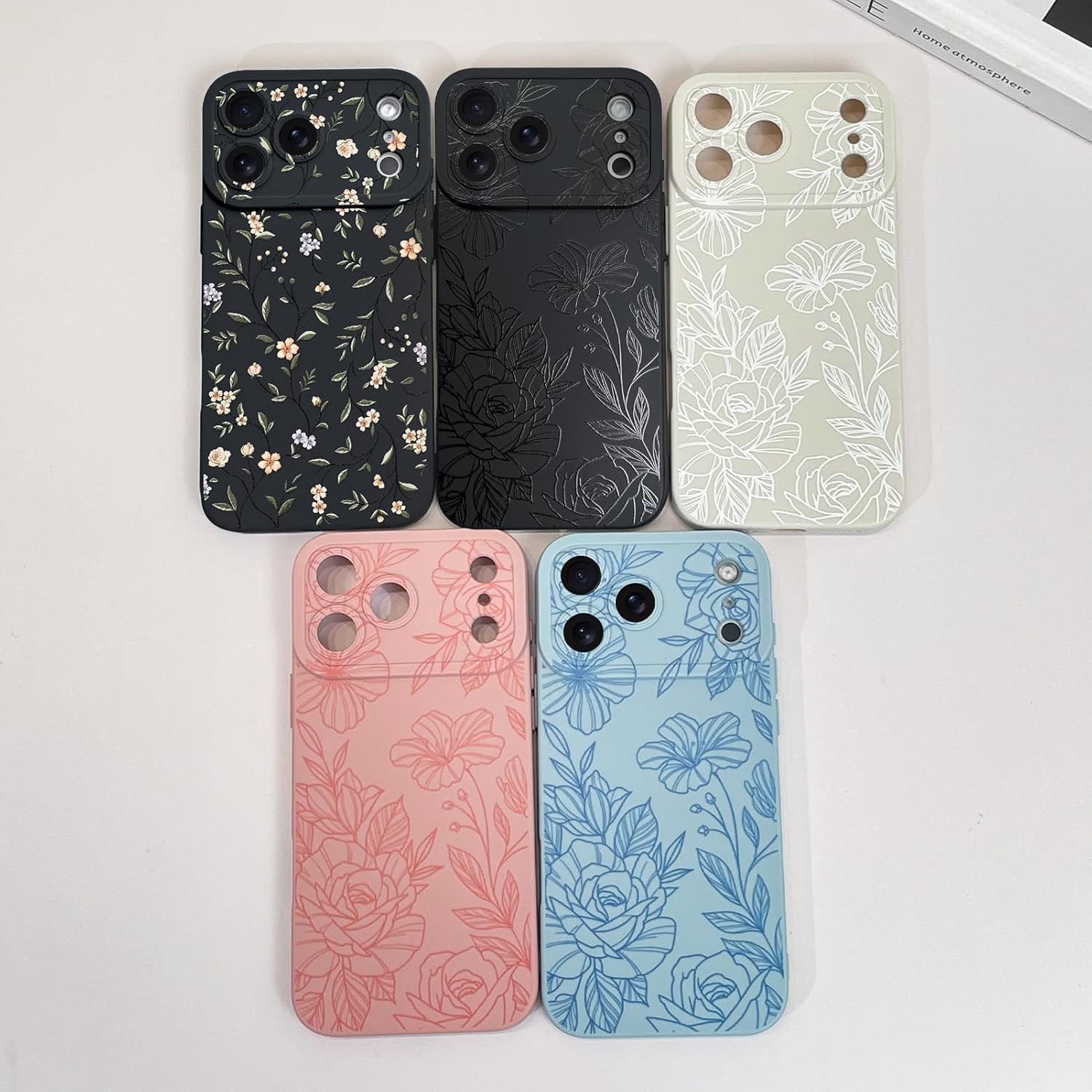 Case for iPhone 17 Pro Max Black Floral Flower Pattern Print Design Soft TPU Cov