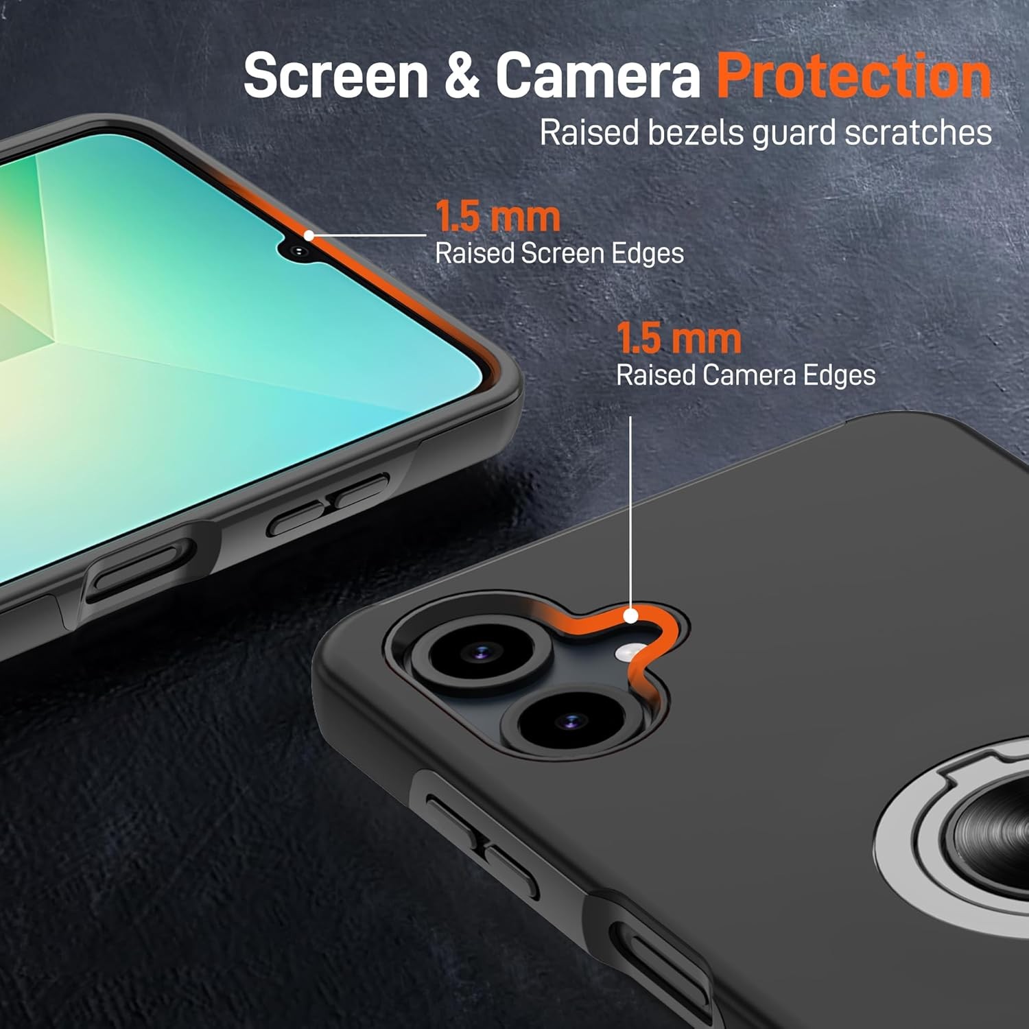 Galaxy A06 Case with HD Screen Protector×2, Shockproof Phone Case Black