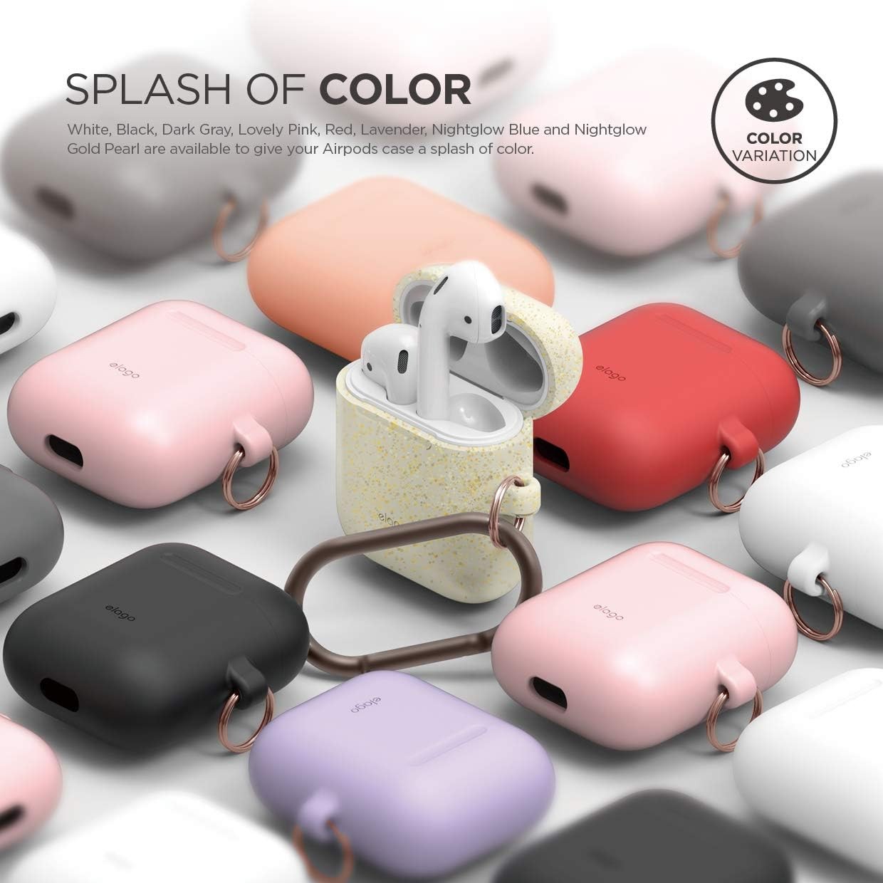 Silicone Case with Keychain for Apple AirPods Case 1 & 2, Front LED Visible