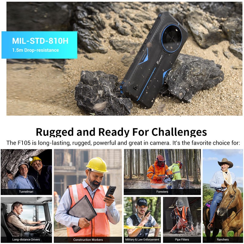 6.74″ FOSSiBOT F105 4G LTE Rugged Smartphone Android Dual SIM Outdoors 10300mAh