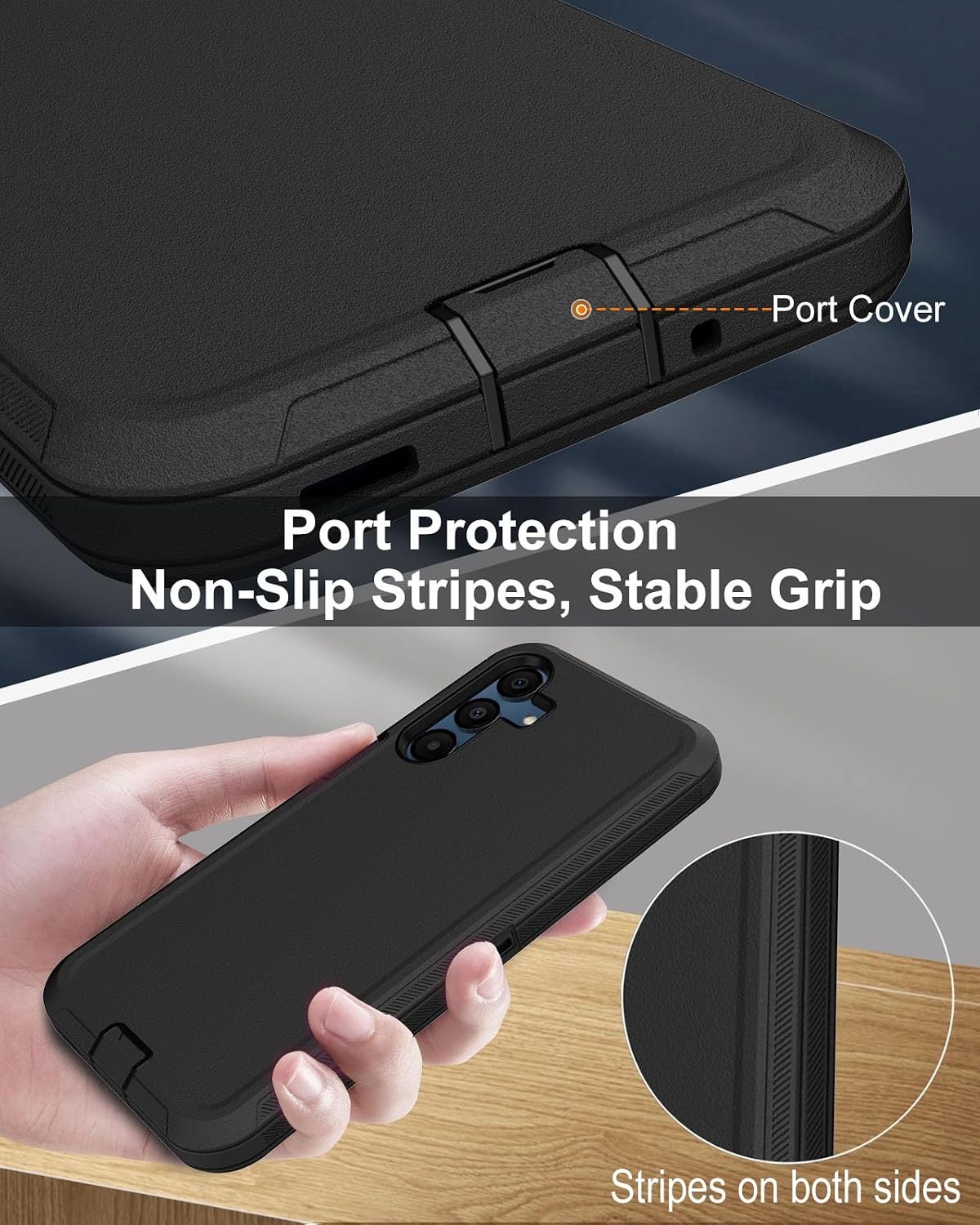 3-Layer Black Phone Case for Samsung Galaxy A16 5G, 16ft Drop Protection