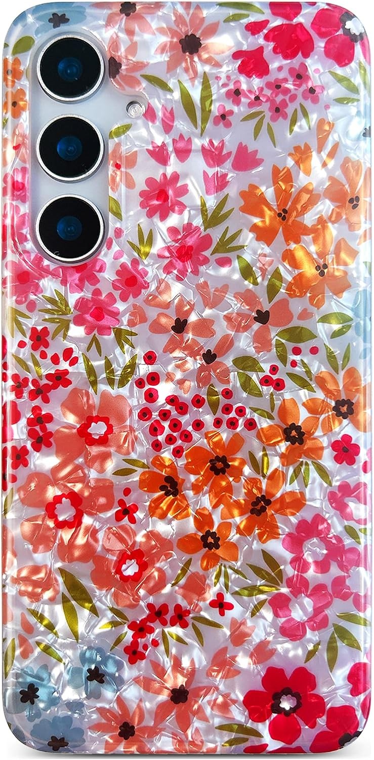 Galaxy S24 Plus Case – Sparkle Bling Floral Design Scratch-Resistant Clear Shell