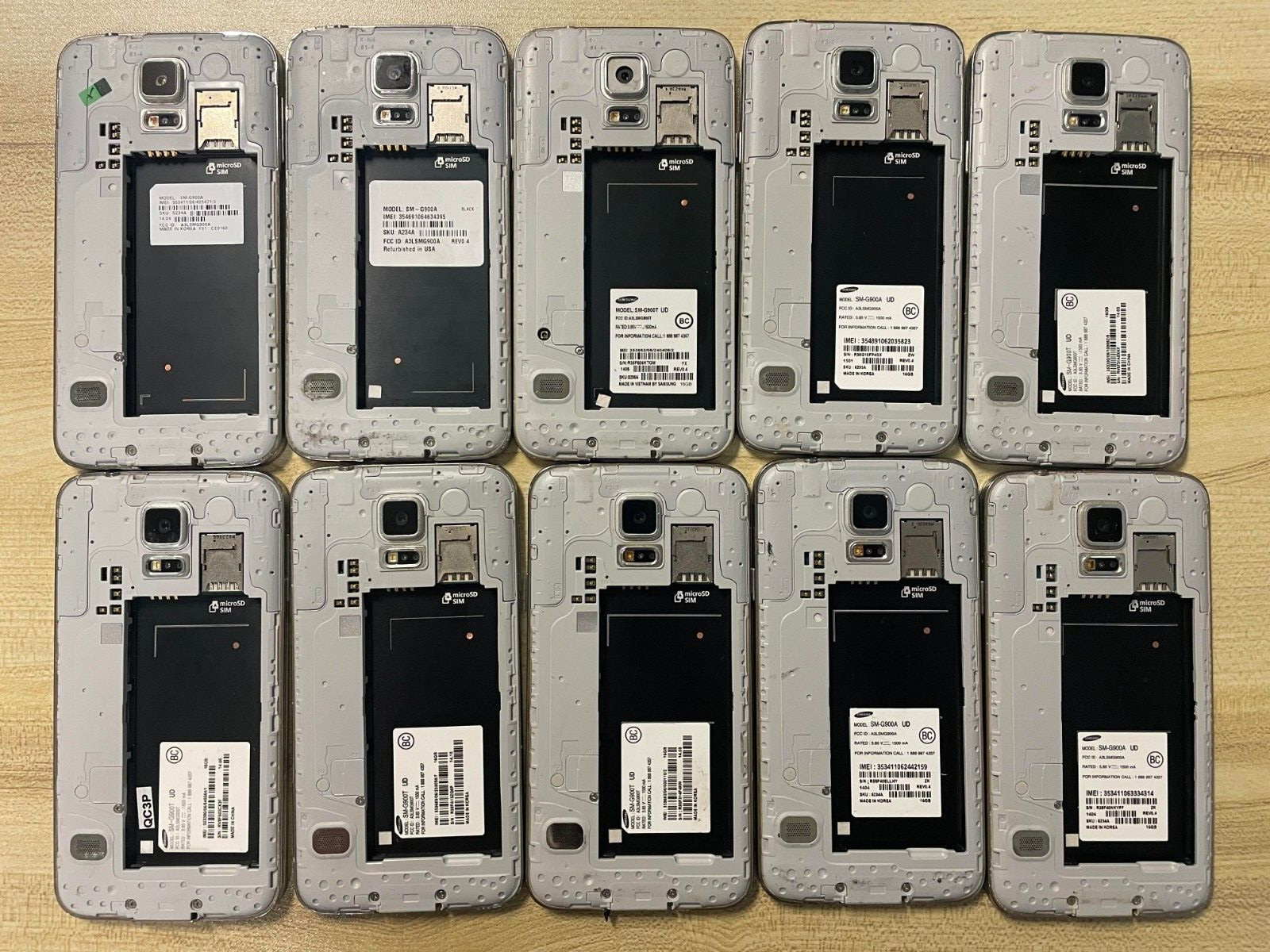LOT OF 10 Samsung Galaxy S5 SM-G900v unlocked MIX color