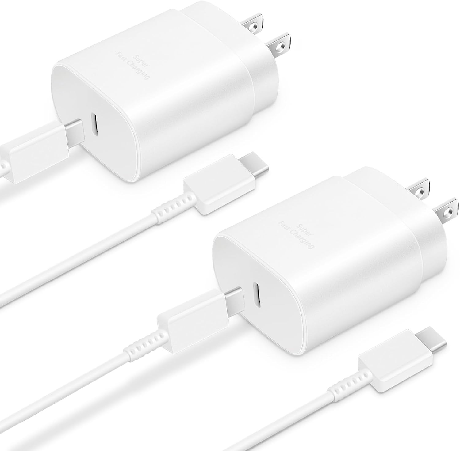 25W Type-C Fast Charging Block 2-Pack with 6ft Cable for Galaxy S23 Ultra/S22