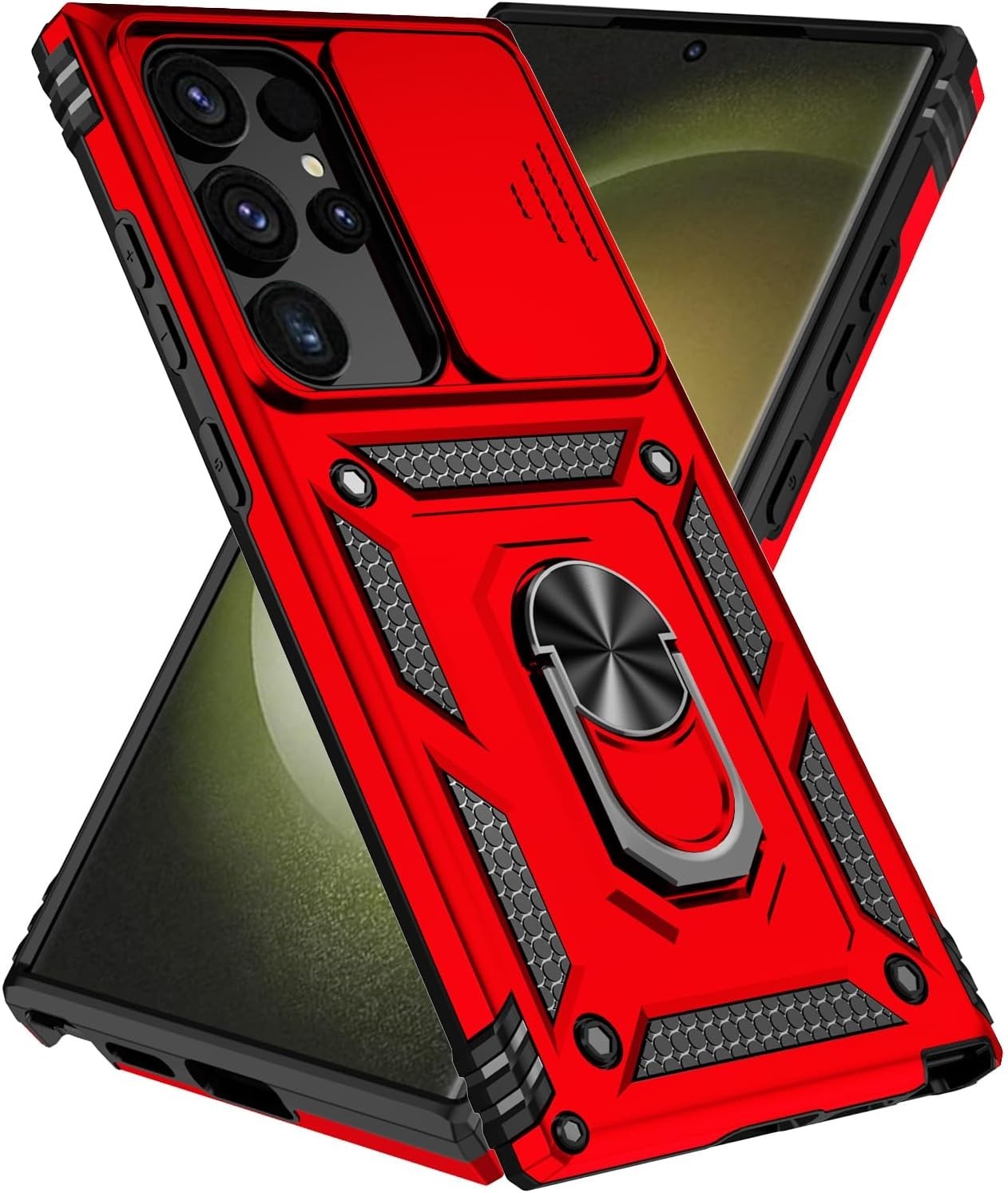 Case for Samsung Galaxy S24 Ultra w/ Kickstand and Slide Camera Cover Phone Case