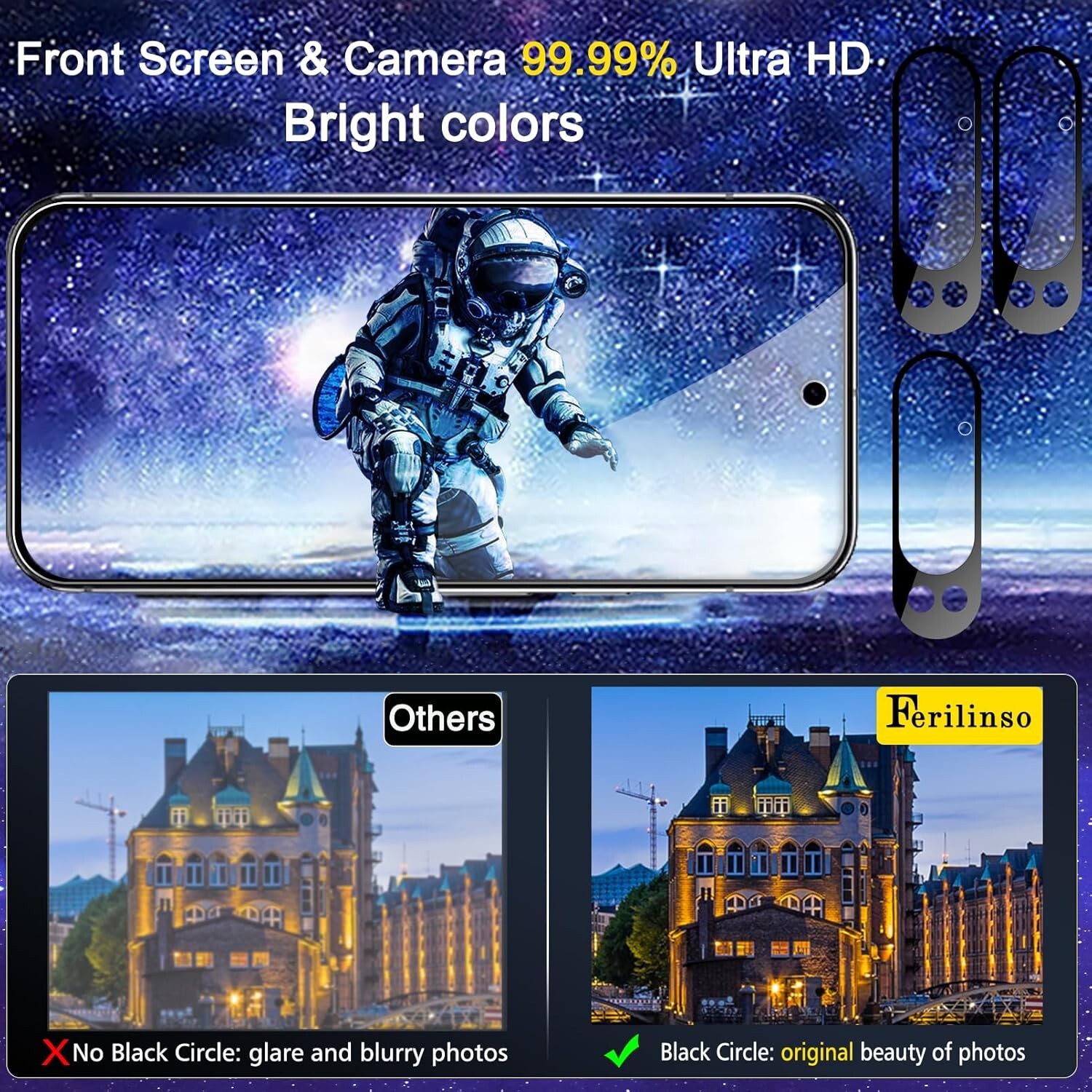 4in1 for Google Pixel 9 pro XL Tempered Glass 3 Screen Protector + 3 Camera Lens