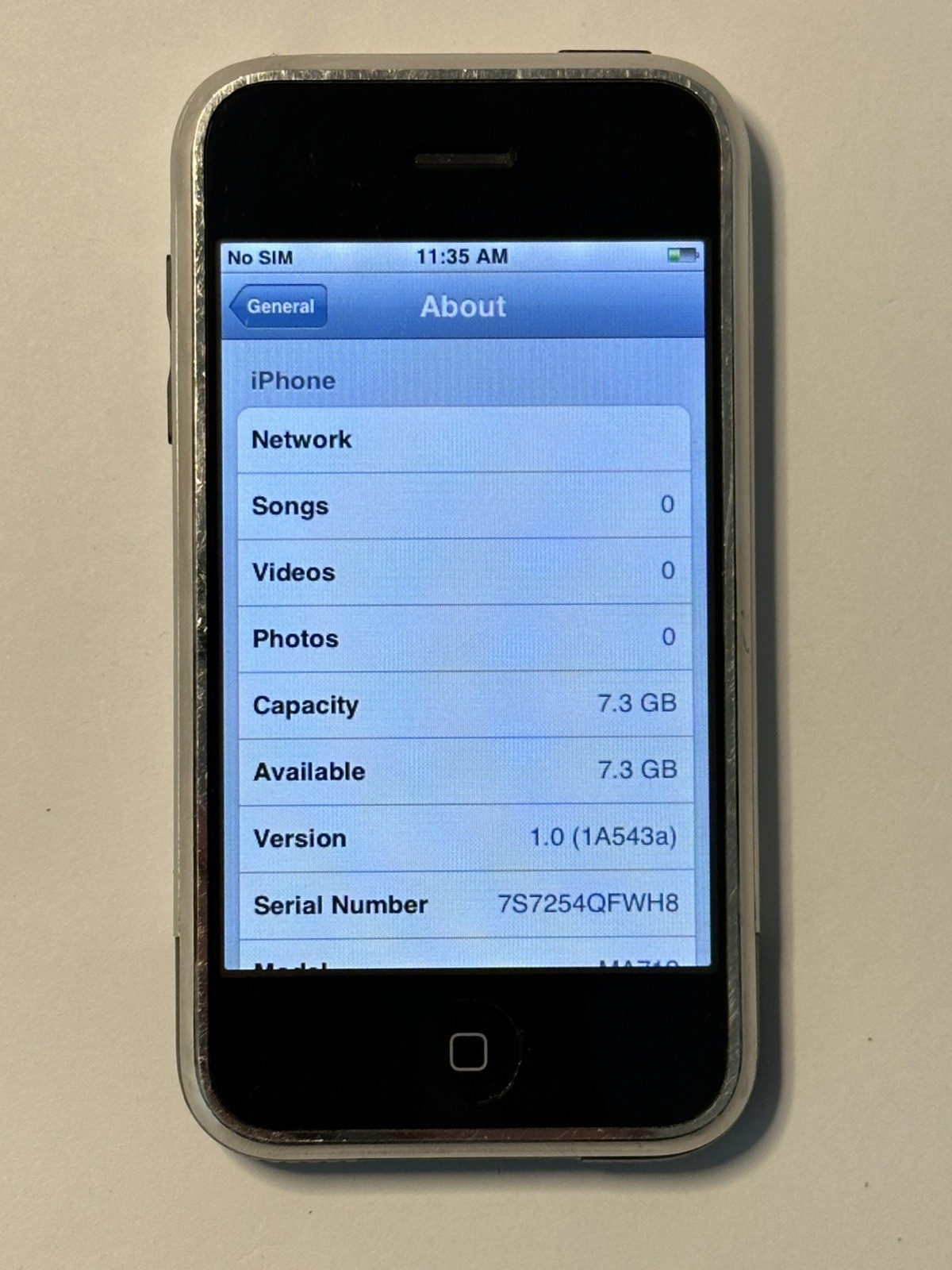 Early iOS 1.0 Apple iPhone 1st Generation – 8GB – Black A1203 (GSM) 2G MA712LL/A