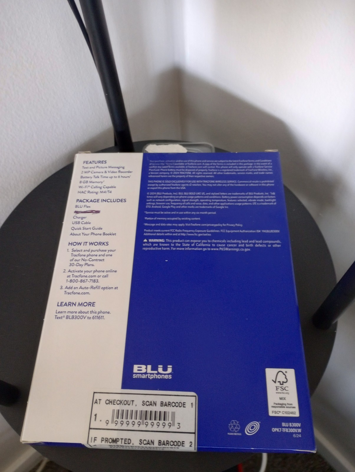 Blu Flex B300V 8GB 1GB Unlocked Verizon T-Mobile New Open-Boxed 100% Battery