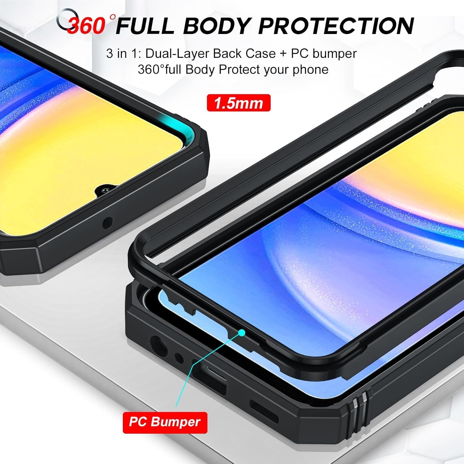 For Samsung Galaxy A15 5G Case w/Heavy Duty Shockproof Scratch Resistant cover
