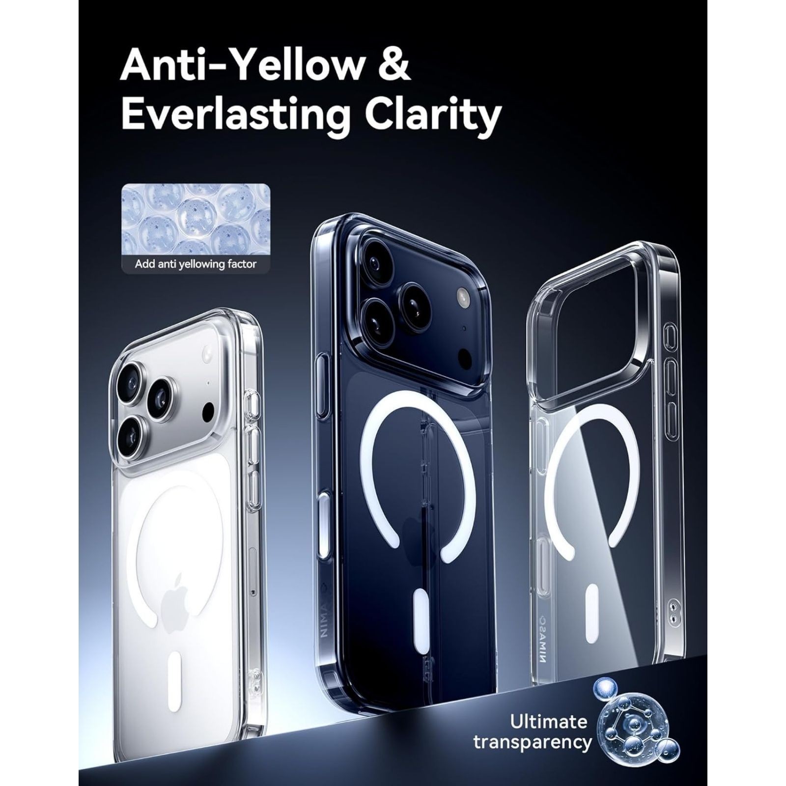 Clear iPhone 17 Pro Max Case, Shockproof Military Grade, Slim Thin Design