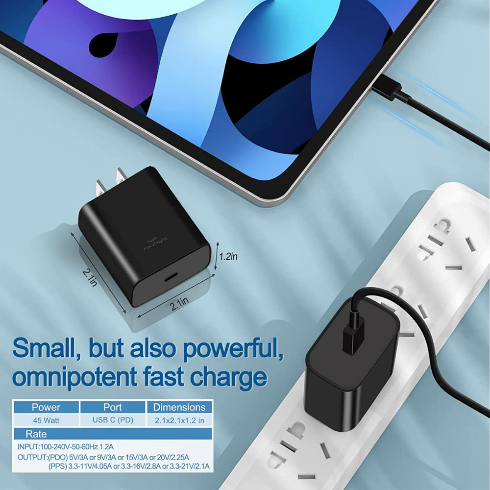 45W PD Super Fast Charger Wall Adapter Usb Type-C For Samsung Galaxy S23 S22 S21