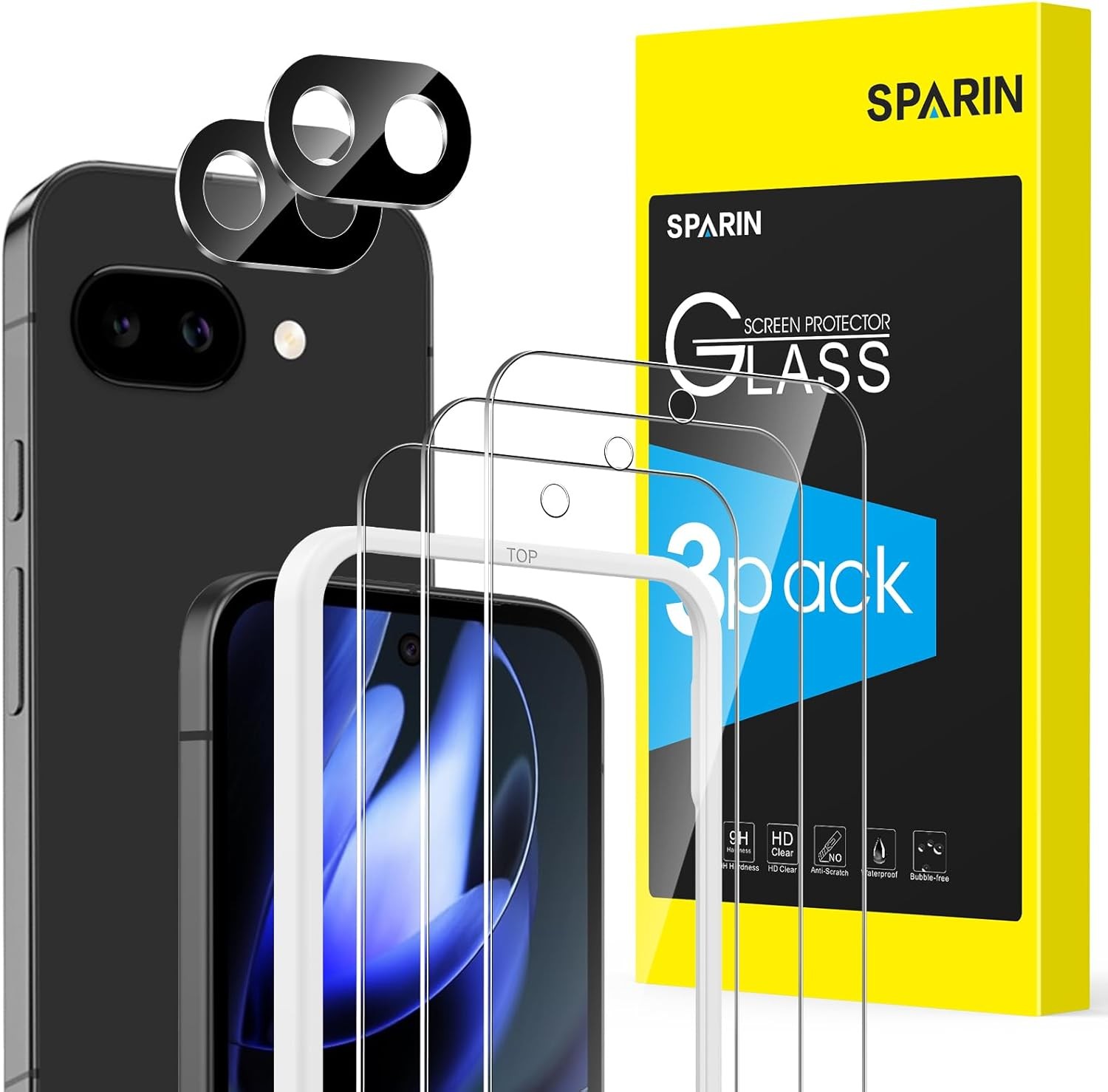 3+2PCS Screen Protector & Camera Lens Protector for Google Pixel 9A 6.3 Inch Cas
