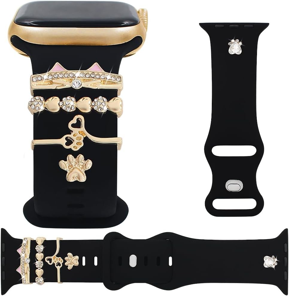 Silicone Band With Charms Compatible with Apple Watch Bands Women 38-49mm