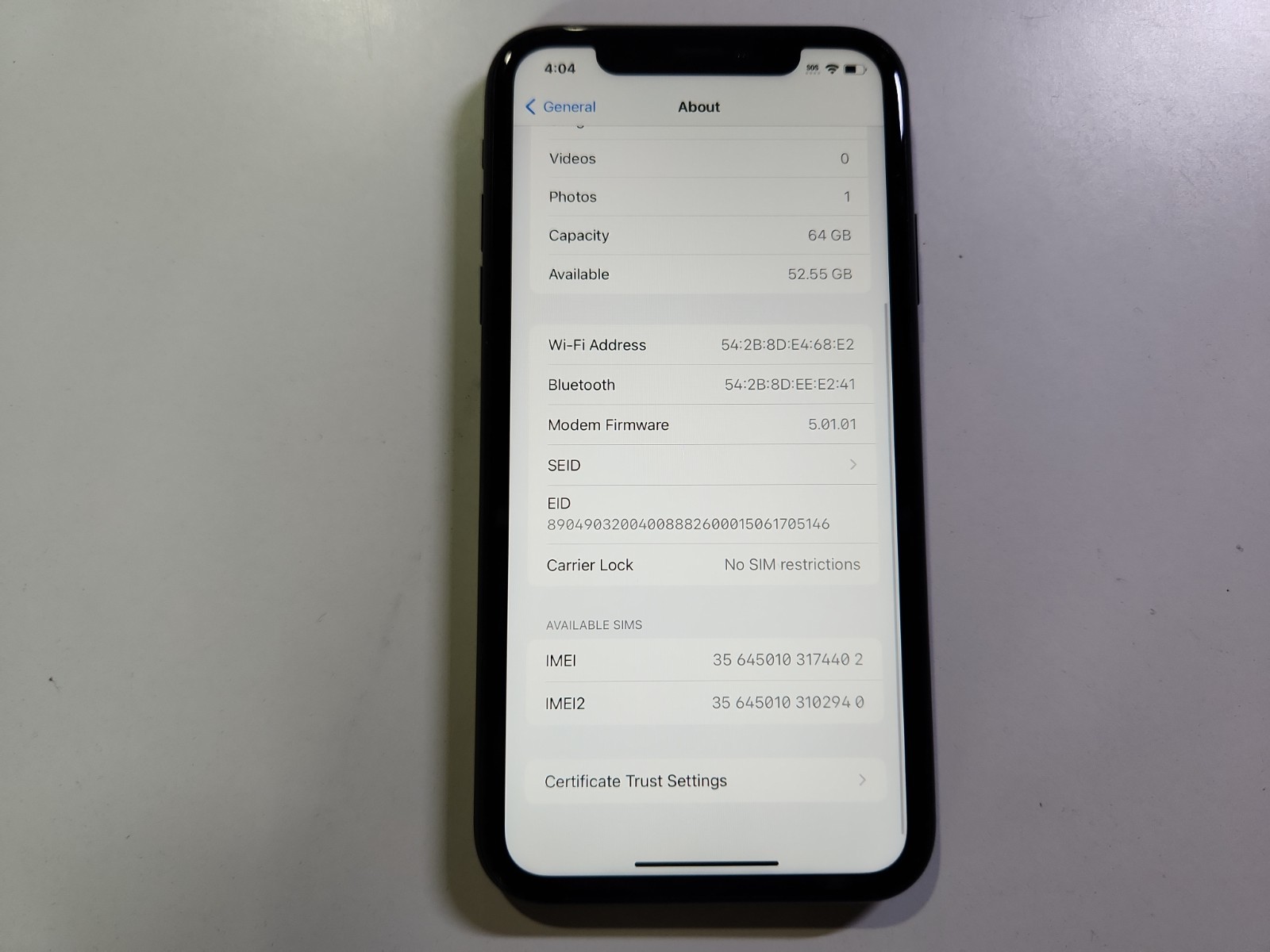 Apple iPhone XR A1984 64GB Factory Unlocked Clean IMEI Batt = 91% iOS 16.3 *RARE