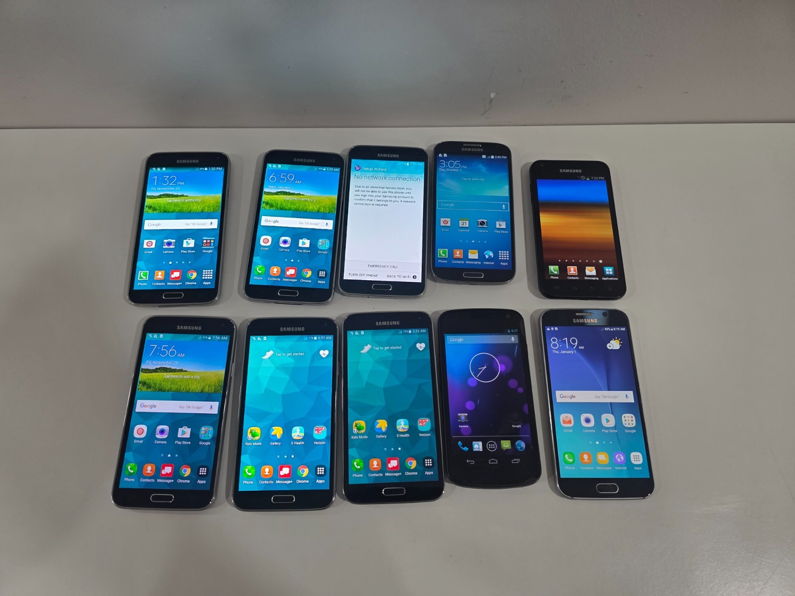 Lot of 10 Samsung Galaxy Smartphones S2/S4/S5/S6/Nexus AS-IS Wiped LTE