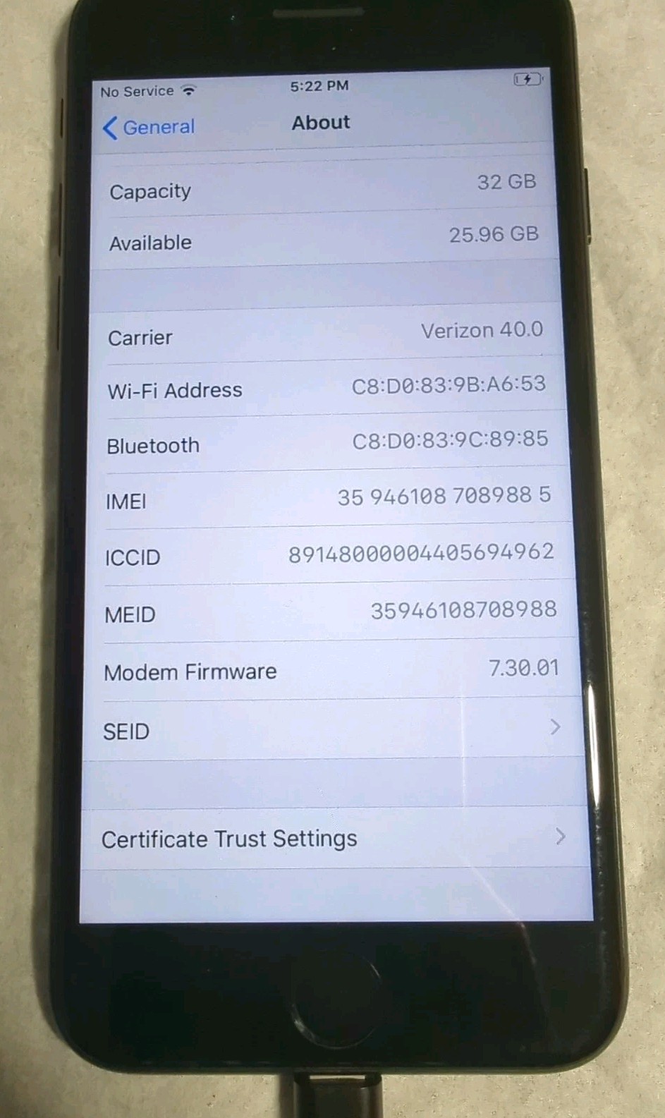 Apple iPhone 7 – 32Gb – Black (Unlocked) USED A1660
