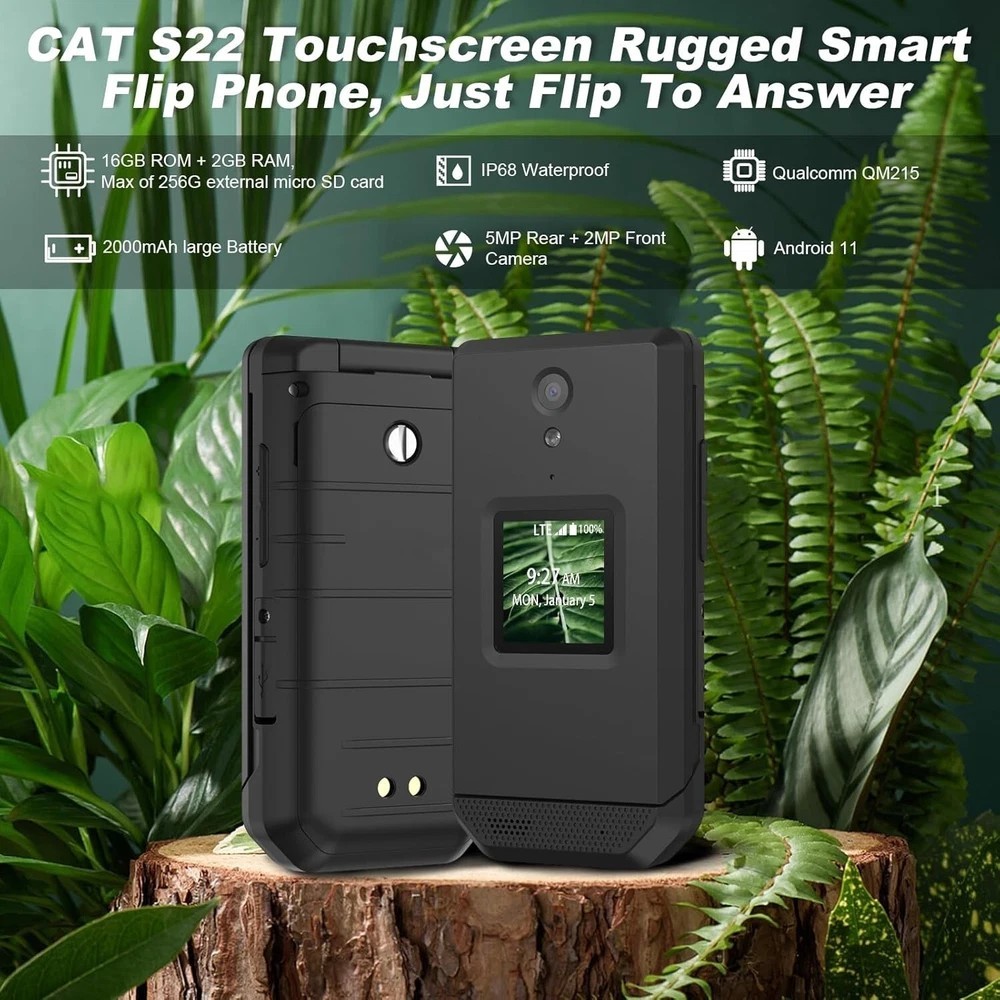 CAT S22 Smart Flip Phone Unlocked (16GB) 2.8″ Touchscreen Rugged Cell Phone Andr