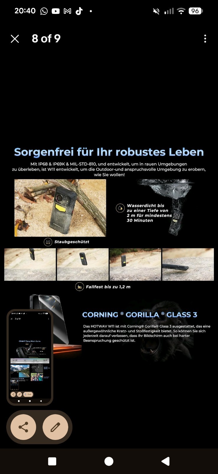 HOTWAV W11 Rugged Smartphone 20800mAh 12GB+256GB Unlocked – Perfect for Delivery