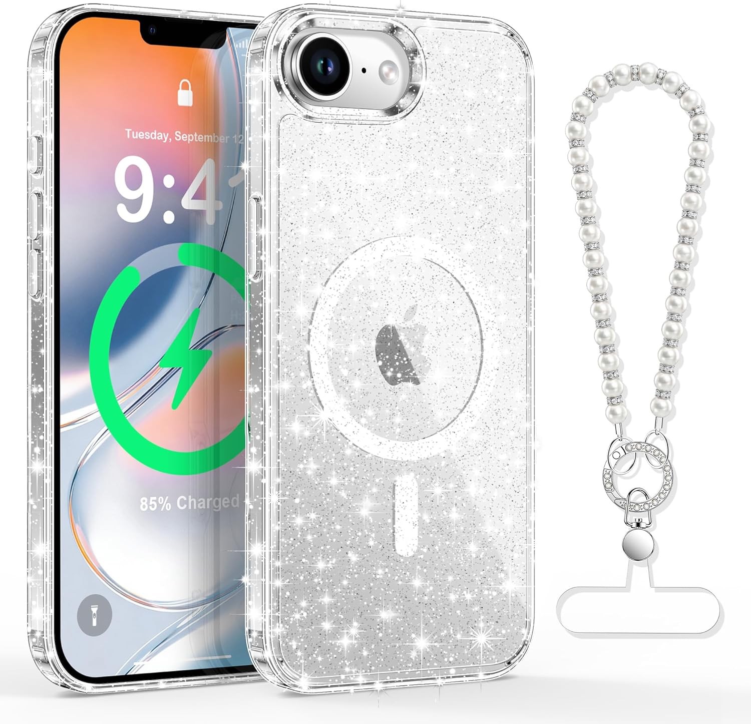 Magnetic for iPhone 17e Case/iPhone 16e Case, Cute Clear Bling Sparkly Cover