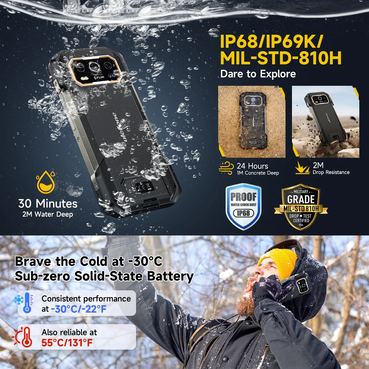 Ulefone Armor 27 Pro 5G RUGGED Smartphone 12GB+256GB DualSim 10600mAh Black NEW