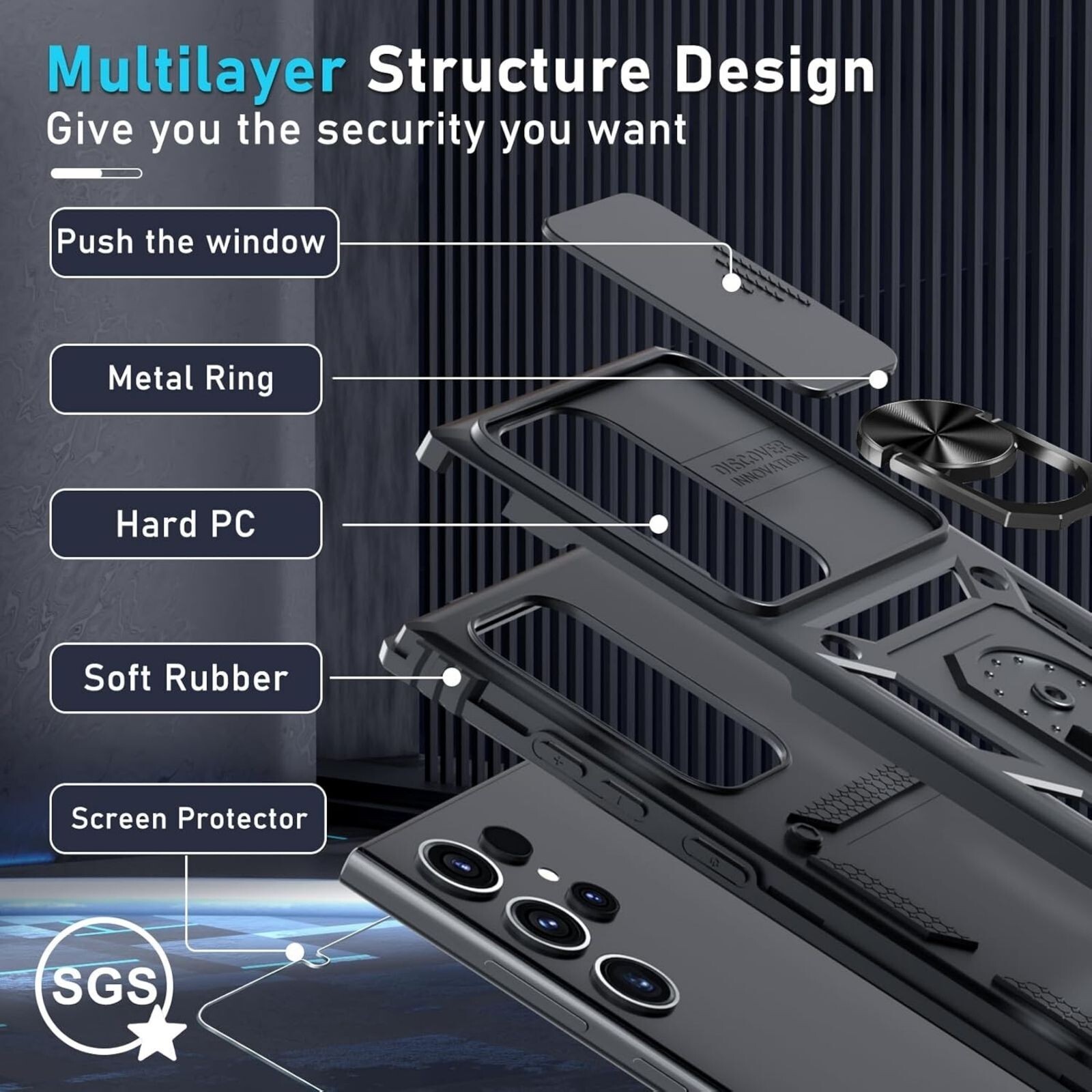 For Samsung Galaxy S25 Ultra Case w/ Military Grade Protective Cover & Kickstand