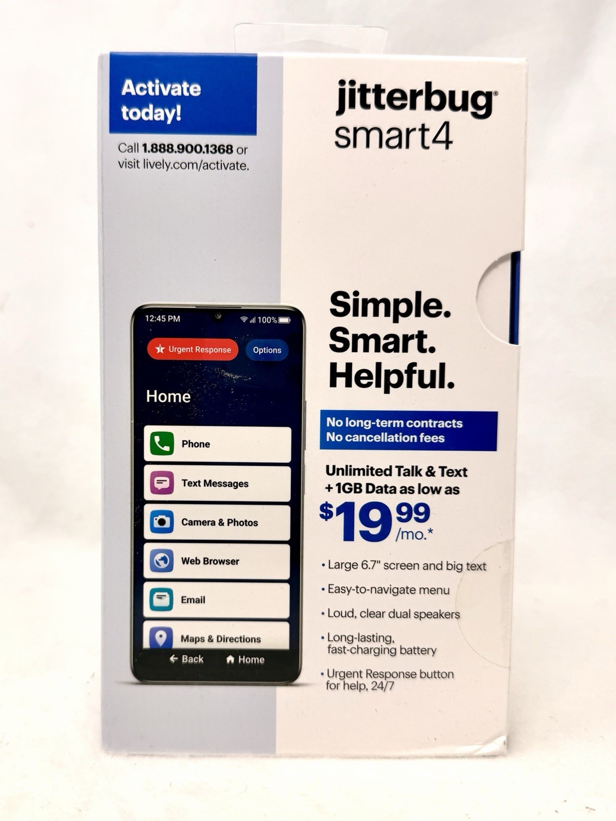 Lively Jitterbug Smart4 6.7″ Smartphone Black Senior Easy Use ** BRAND NEW **