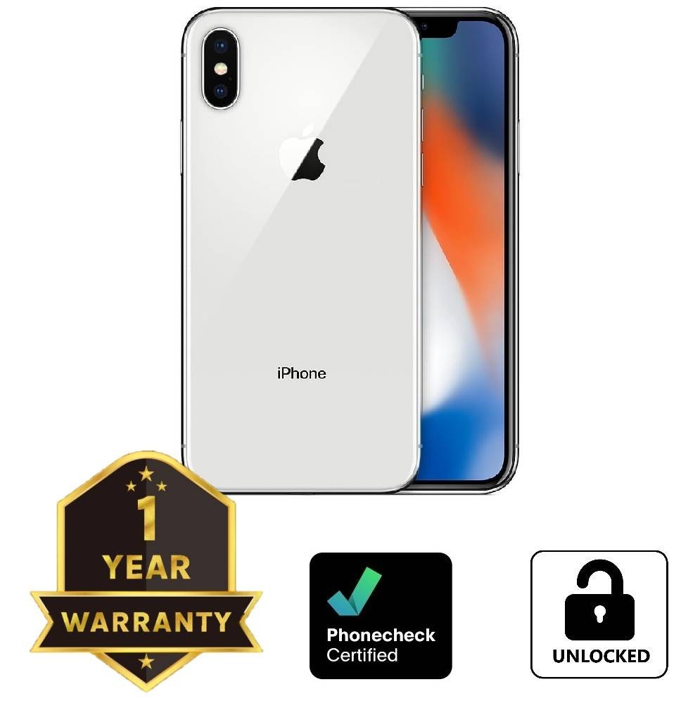 Apple iPhone X – 256 GB – Silver (GSM Unlocked) Smartphone – Very Good