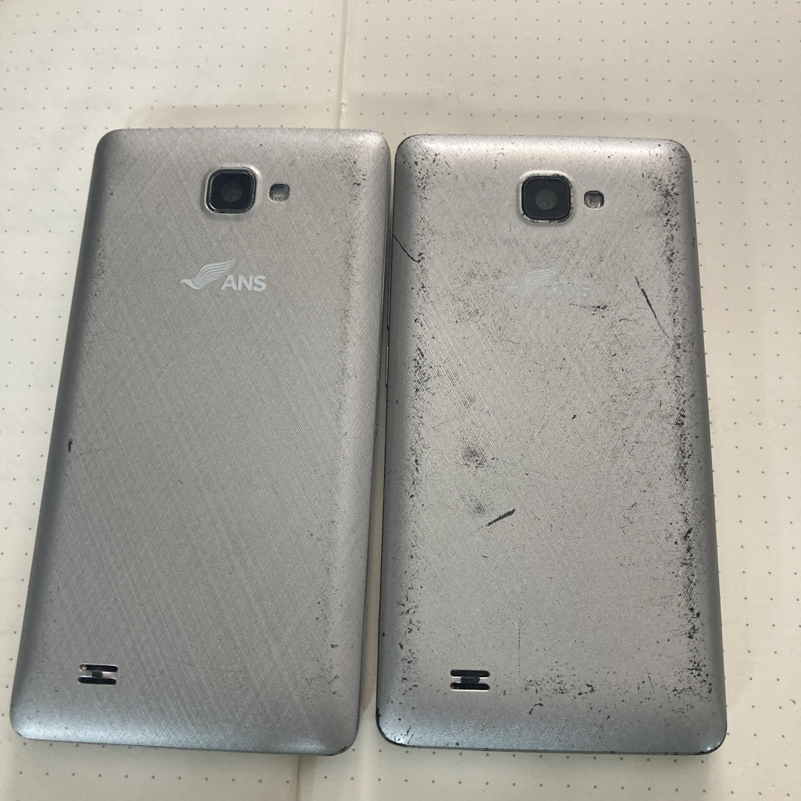 2 ANS Android Smartphones Silver – Untested As-Is Estate Sale Box As Found Parts