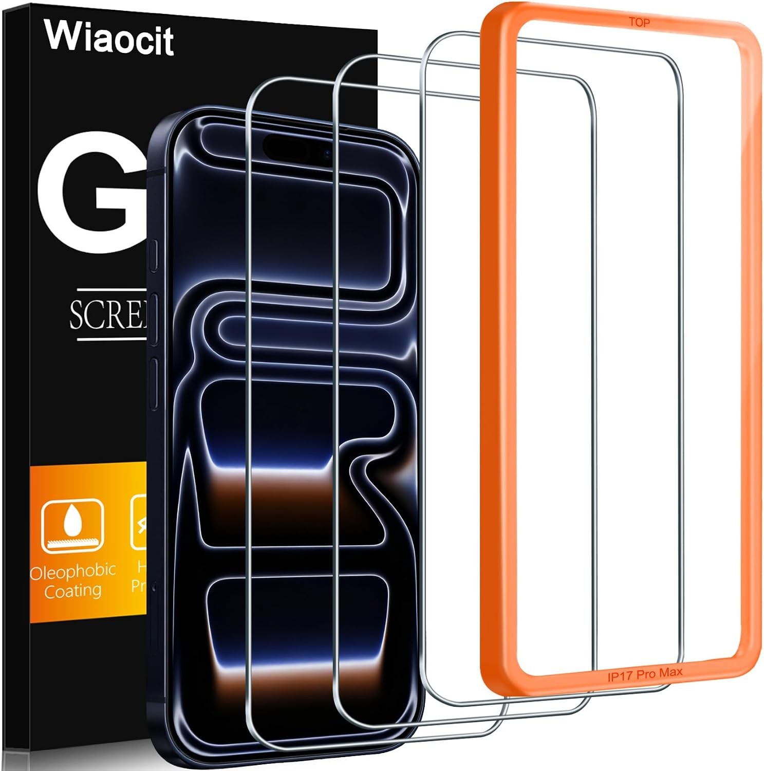 3-Pack Bubble-Free Tempered Glass Screen Protectors for iPhone 17 Pro Max