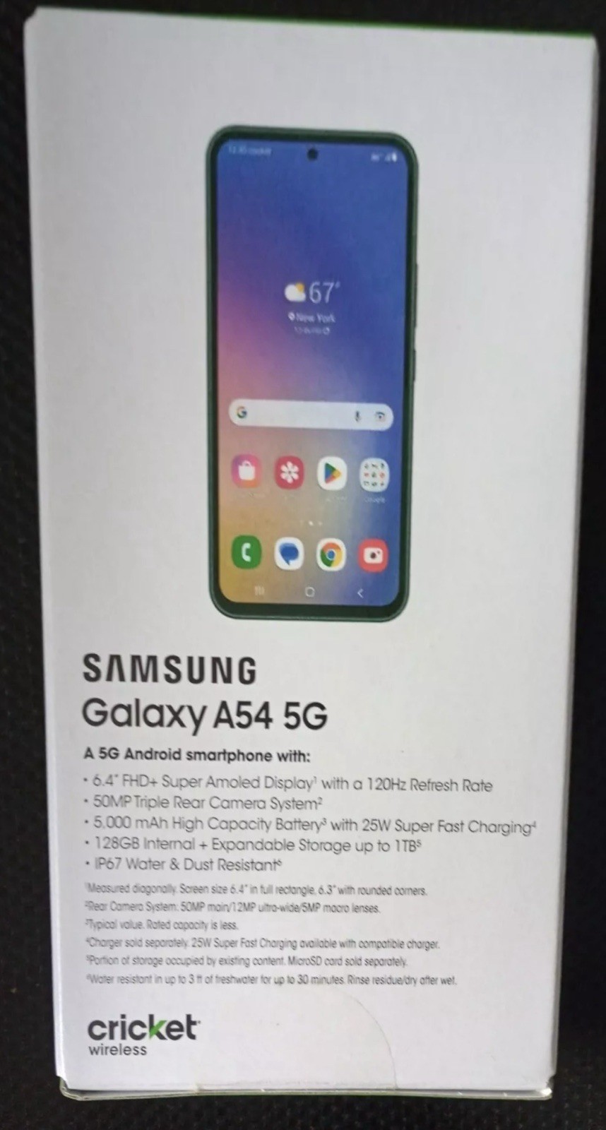 Samsung Galaxy A54 5G – 128 GB – Awesome Graphite (Cricket) – BRAND NEW SEALED