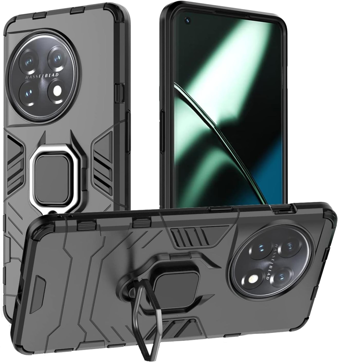 For OnePlus 11 5G Case with Dual Layer Heavy Duty Armor Shockproof Rugged Black