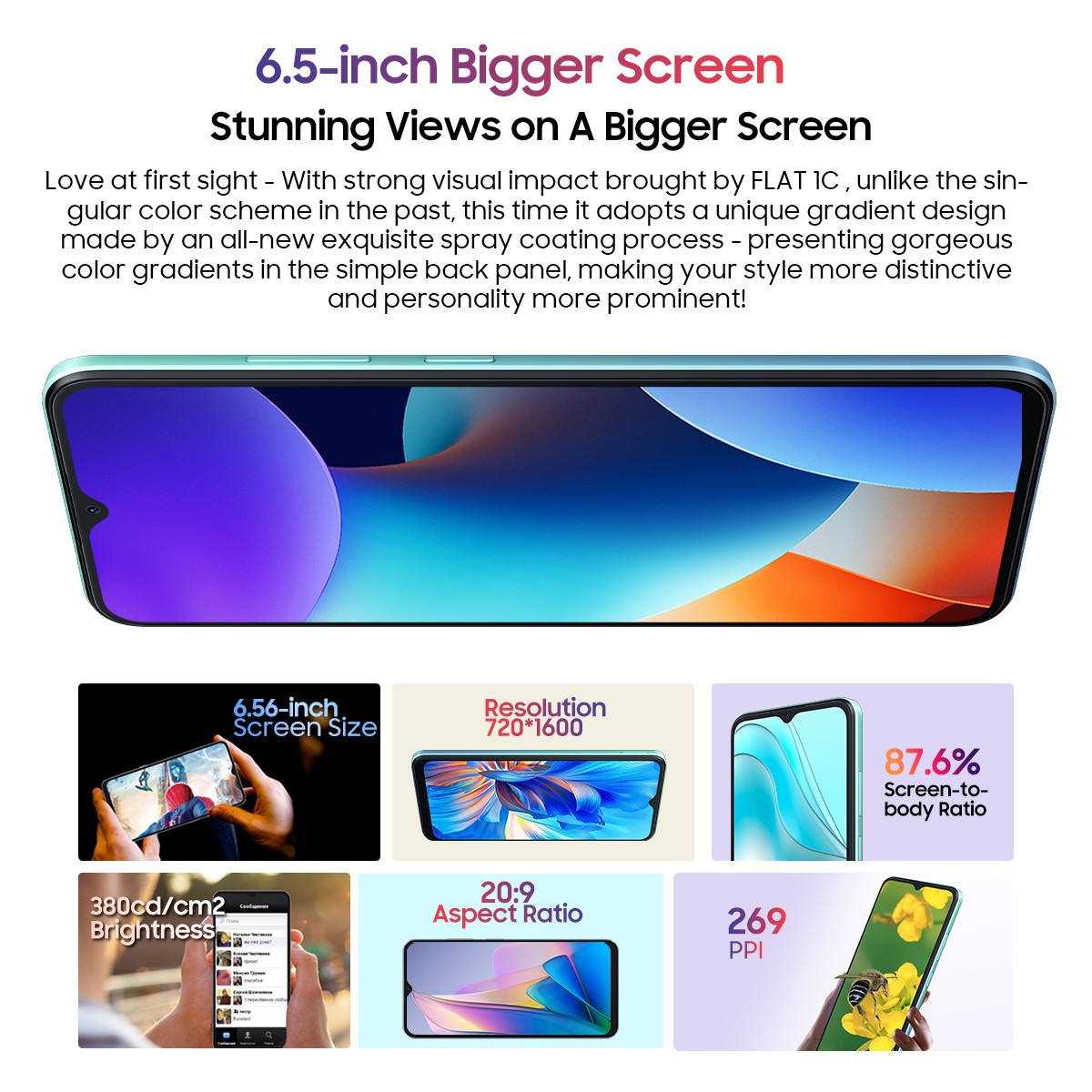 Blackview OSCAL FLAT 1C 4G Smartphone 4GB+32GB 6.56″ Android 13 Dual SIM 4700mAh