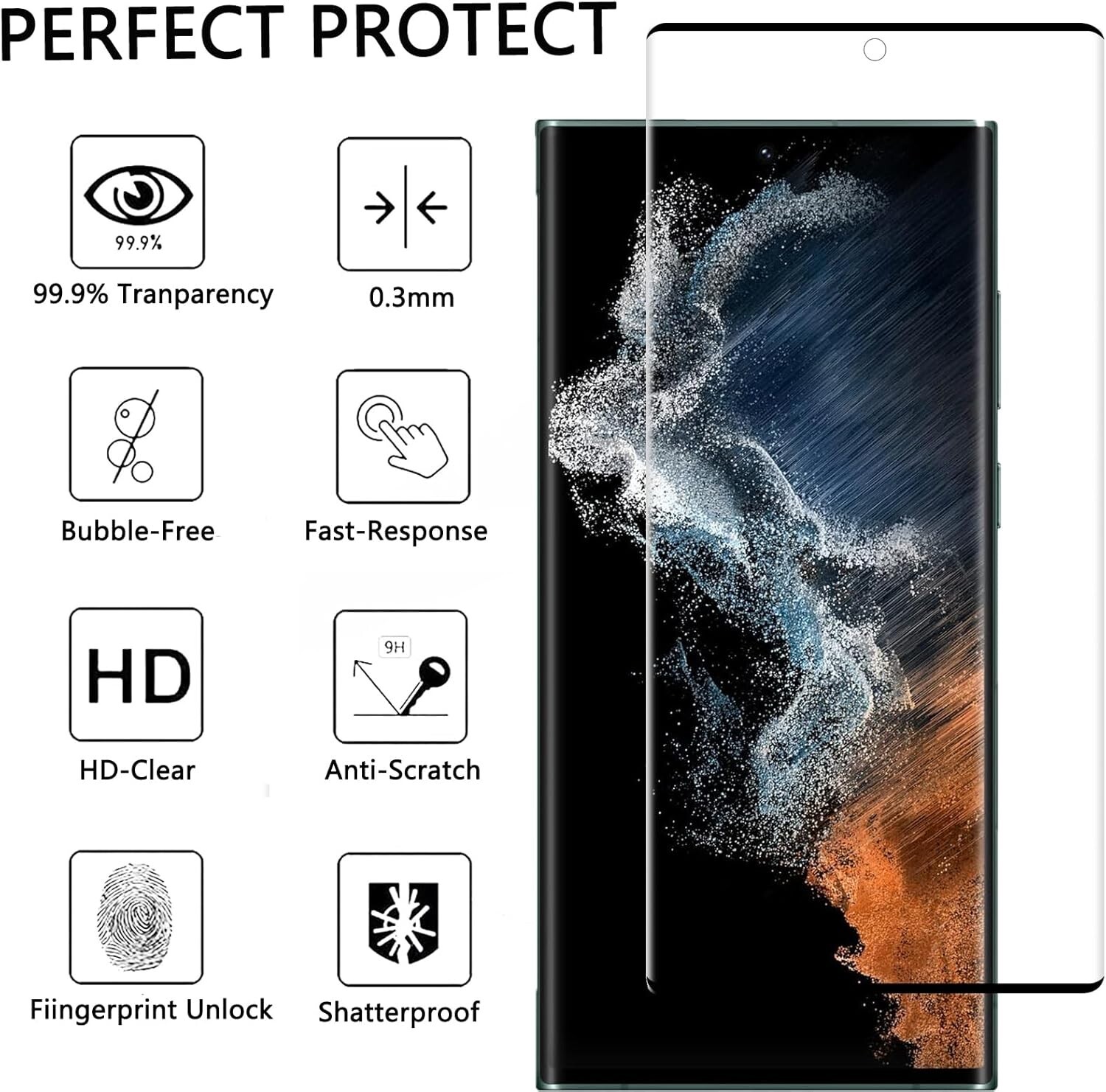 Samsung Galaxy S22 Ultra [2+2 Pack] Screen Protector + Tempered Glass Camera