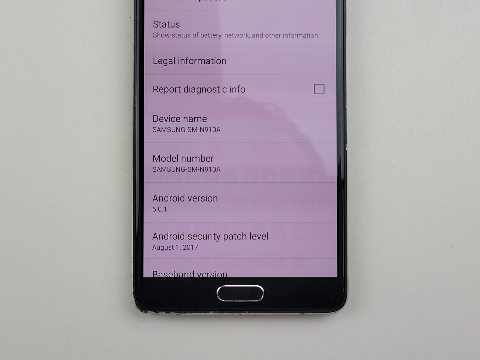 Samsung Galaxy Note 4 (SM-N910A) 32GB (AT&T) – *HEAVY BURN* – Clean IMEI – J9731