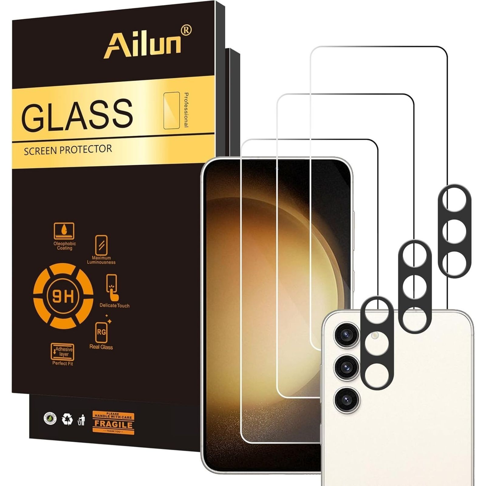 3+3 Pack Screen Protector & Camera Lens Protector for Galaxy S23+ Anti-Scratch