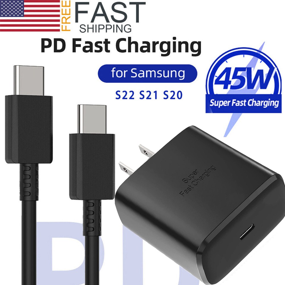 45W USB C Super Fast Wall Charger Adapter + Cable For Samsung Galaxy S21 S22 S23