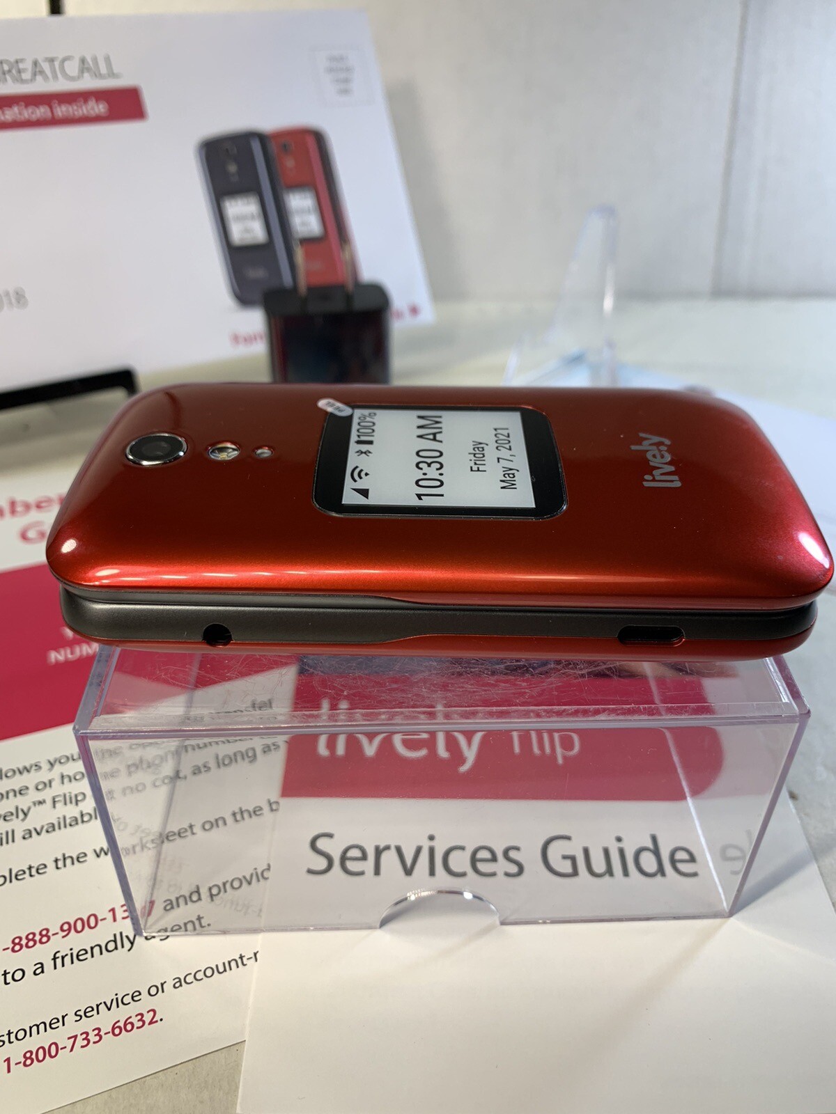 Lively Jitterbug Flip Cell Cellular Mobile Phone Red Casing New Without Box