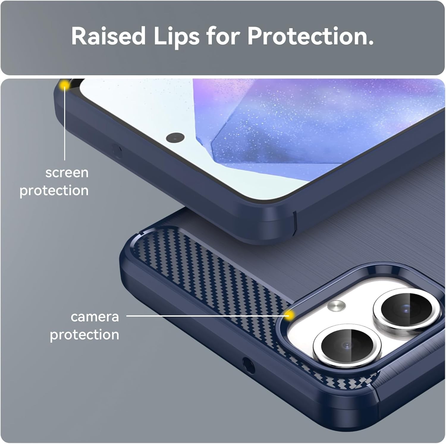 Case for Galaxy A06 Samsung A06 Matte Carbon Fiber Soft TPU Anti-Slip Cover, Blu