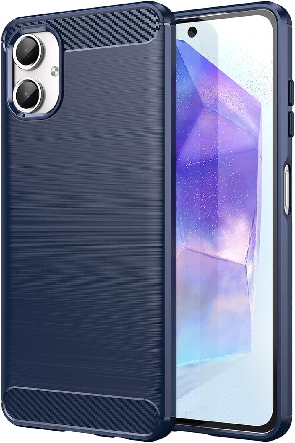 Case for Galaxy A06 Samsung A06 Matte Carbon Fiber Soft TPU Anti-Slip Cover, Blu