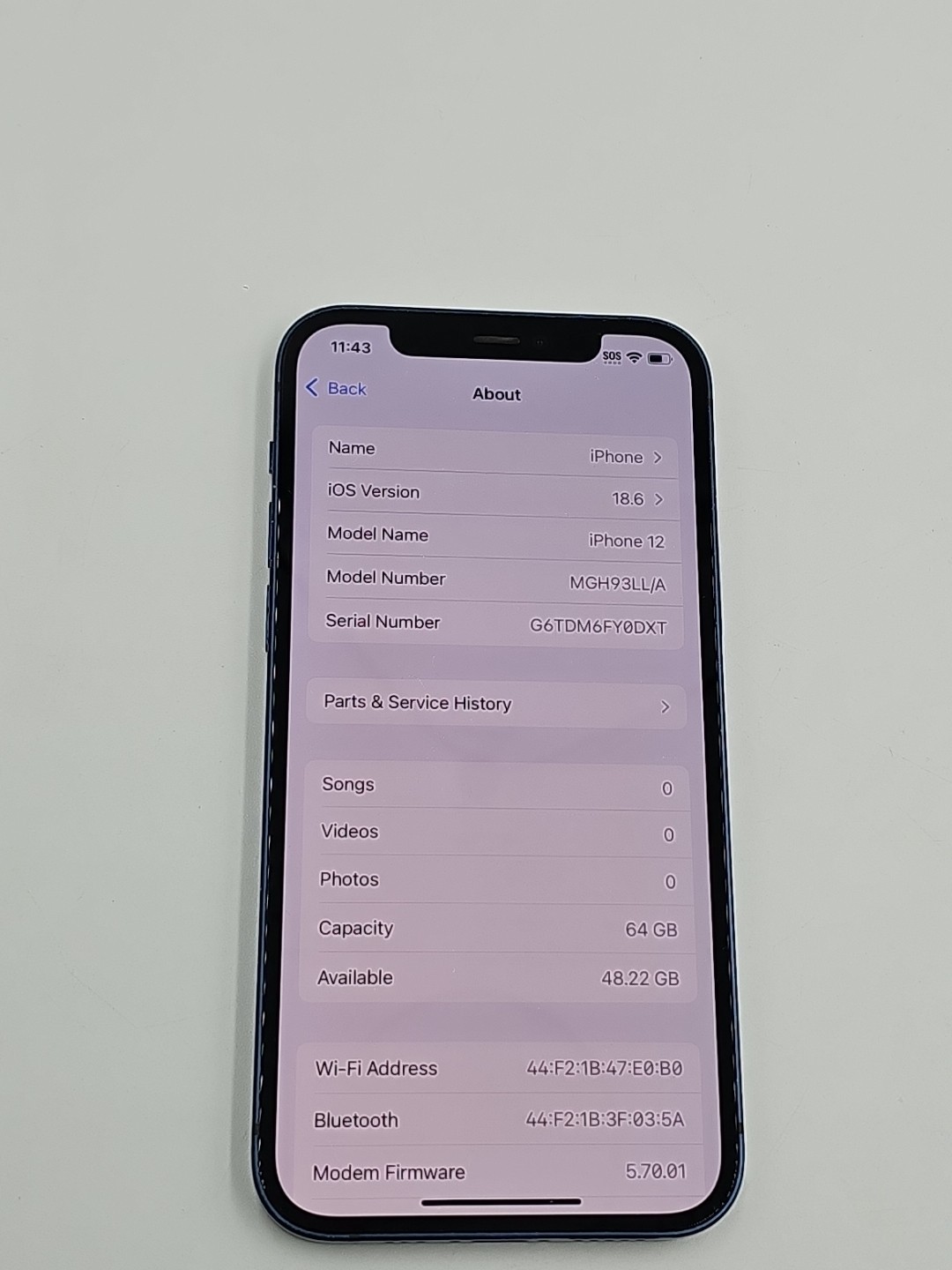 Apple iPhone 12 (A2172/MGH93LL/A) – Unlocked 64GB Blue