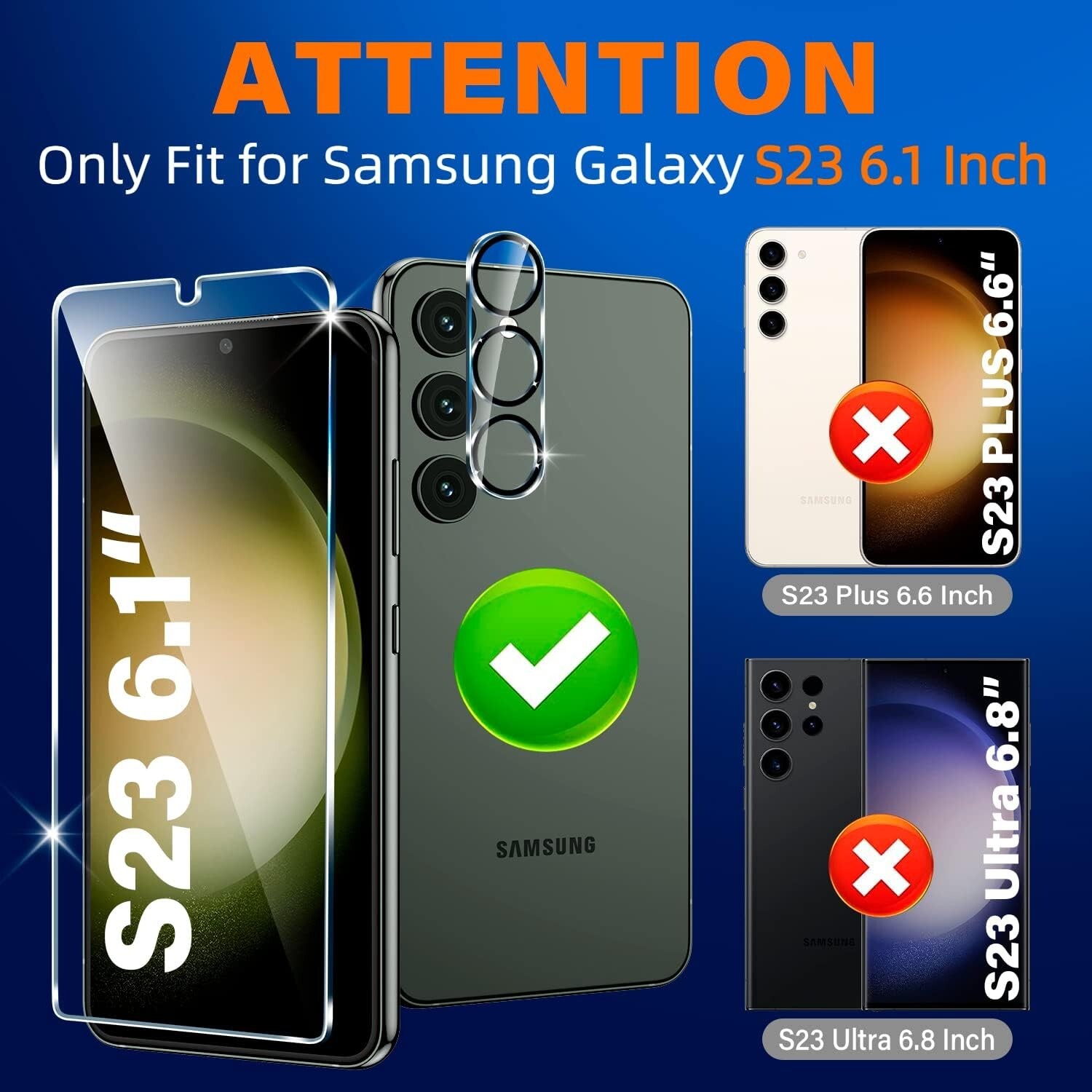 6in1 Tempered Glass Galaxy S23 for Screen and Camera Lens Protector 9H