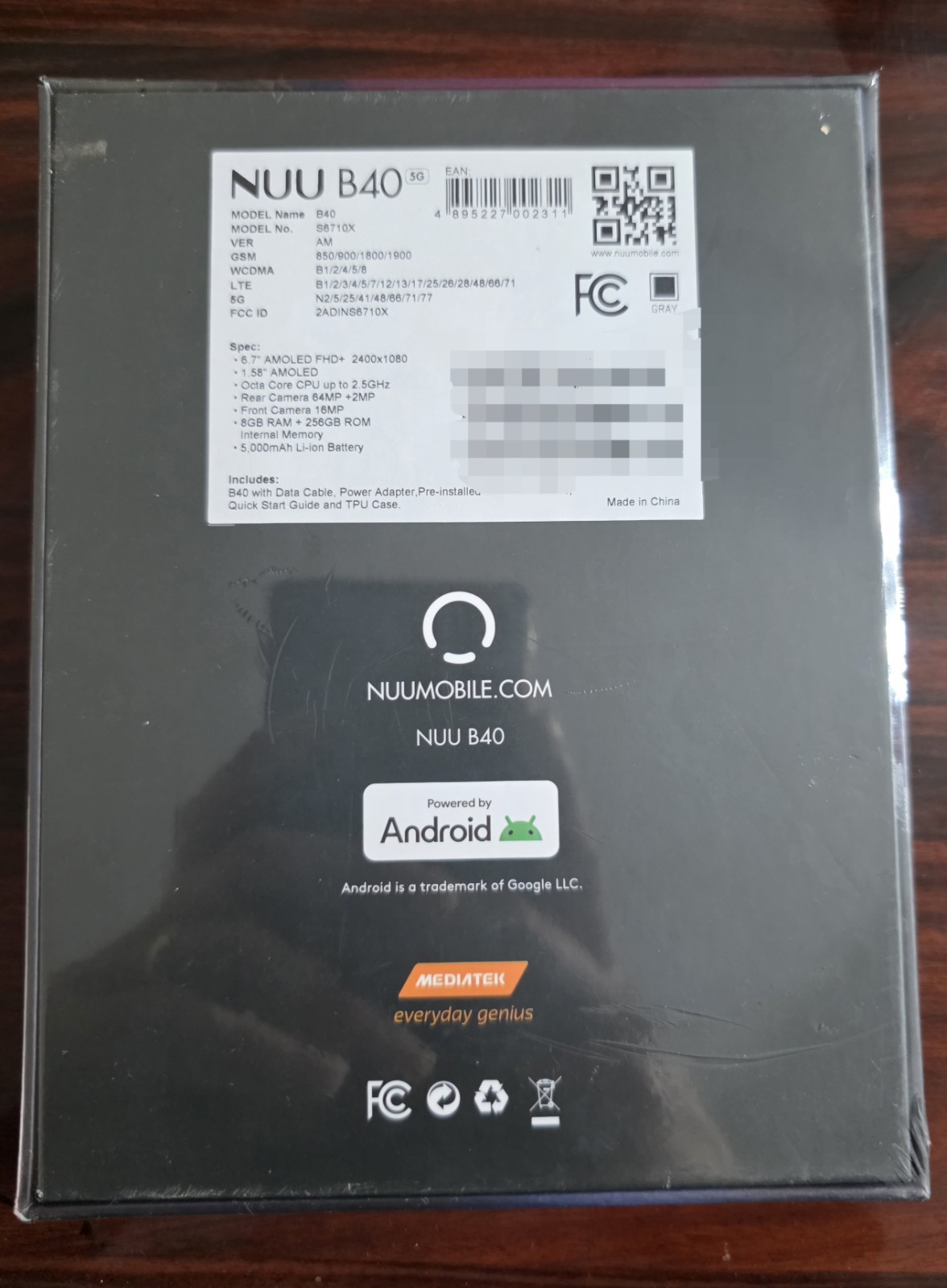NUU B40 5G Android 15 Dual SIM 8GB RAM 256GB 64MP Midnight Grey