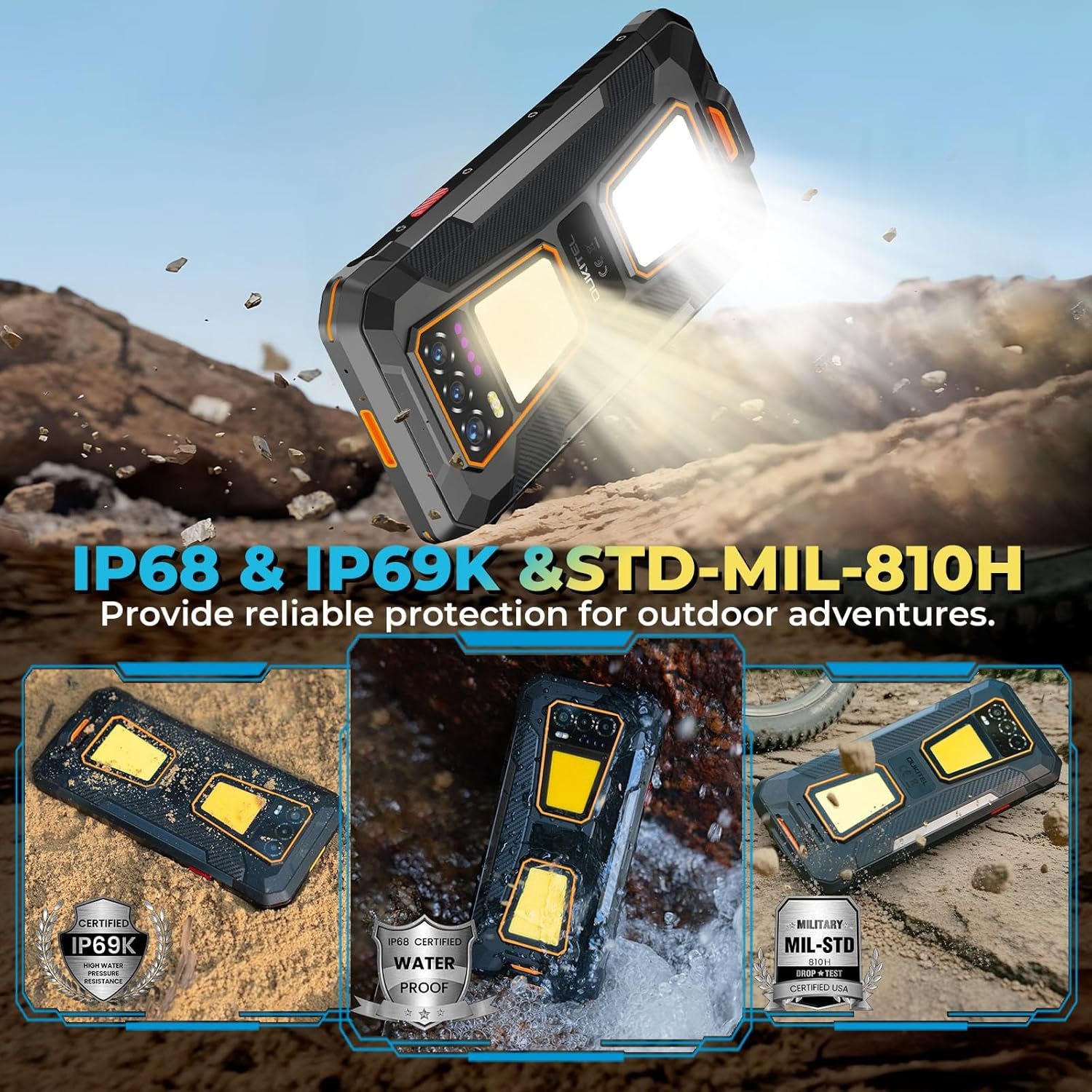 OUKITEL WP58 Pro Rugged Phone 5G 10000mAh Battery Android 15 IP68 6.7″ 120Hz NFC