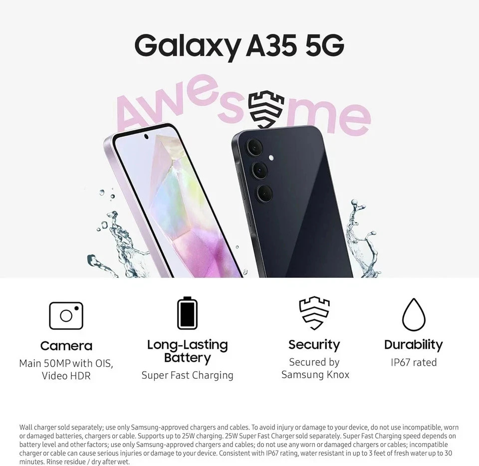 BRAND NEW Samsung Galaxy A35 5G SM-A356U1 128GB 6GB Factory Unlocked Navy-USA