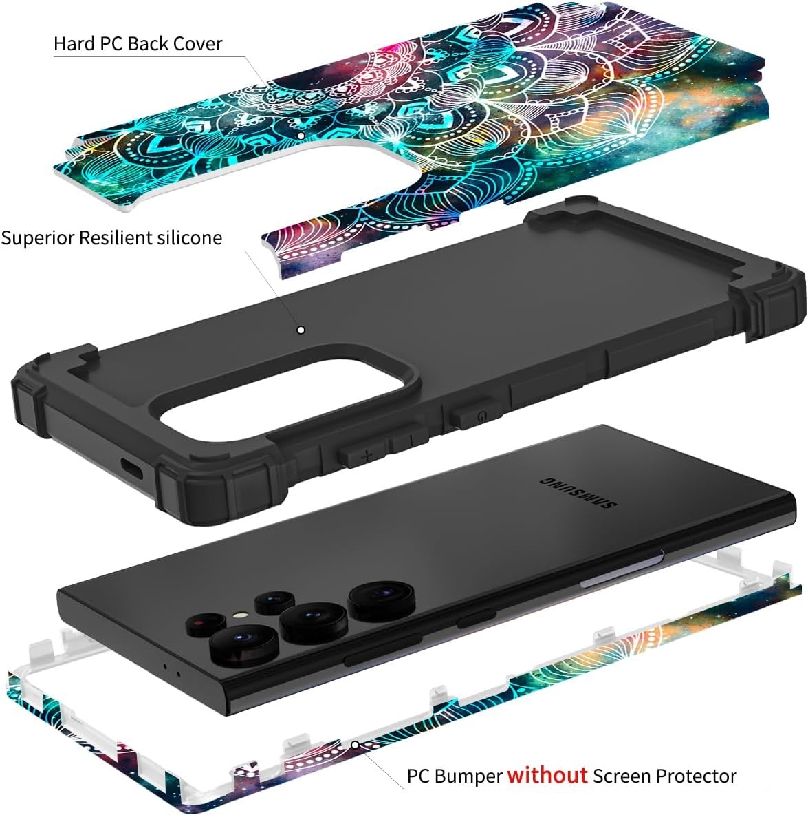 Shockproof Heavy Duty Hard Plastic+Soft Silicone Rubber Bumper Case for Galaxy S