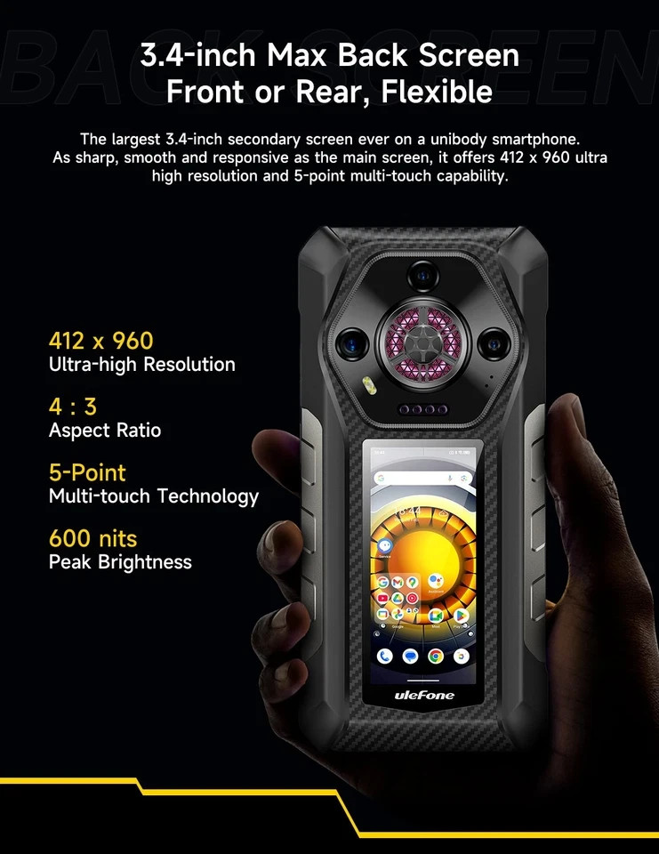 Ulefone Armor 30 Pro 6.95″ 5G Rugged Phone 32G+512G Night Vision Dual Screen