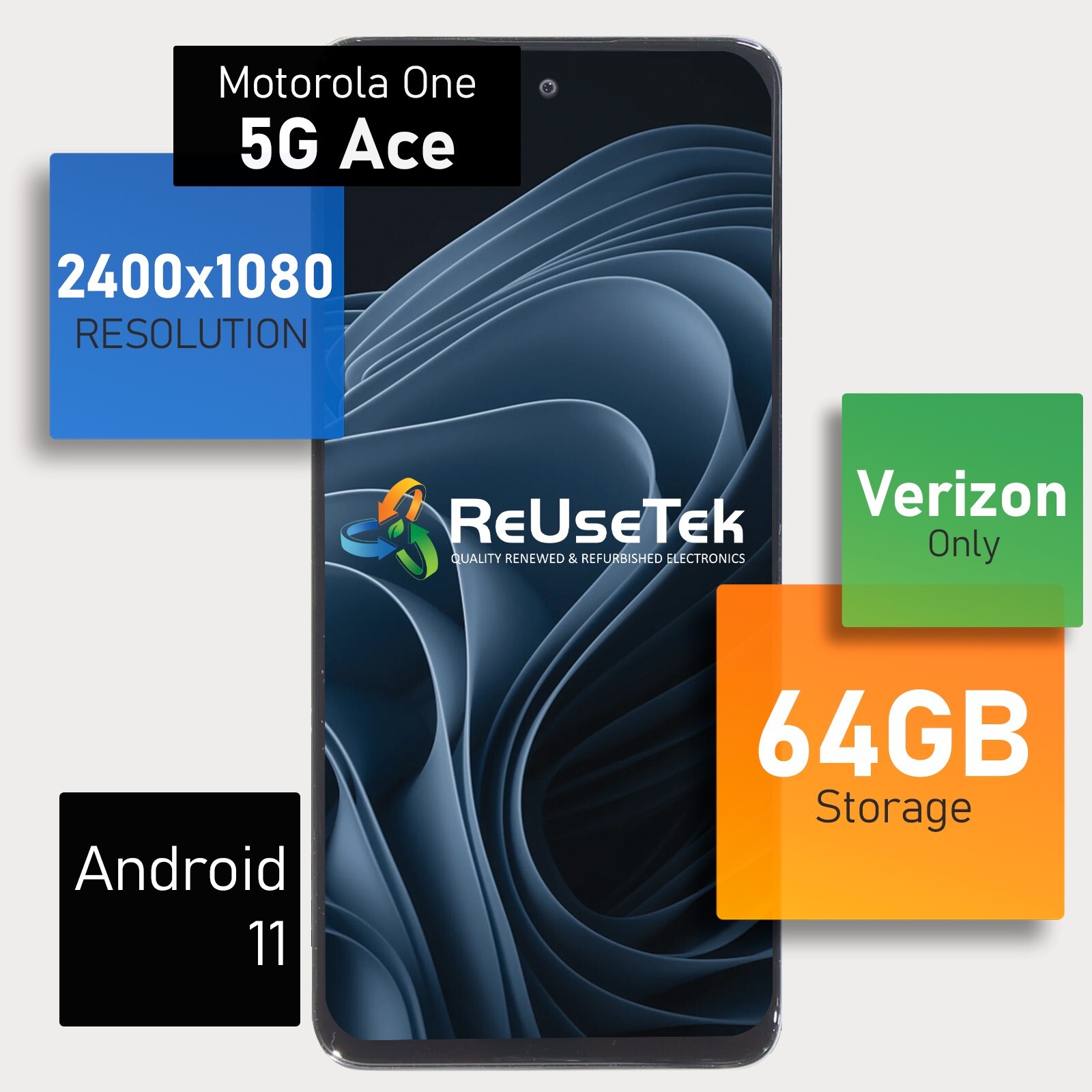 Motorola One 5G Ace | 6.7″ FHD | 64GB | Verizon Only | Very Good | Volcanic Gray