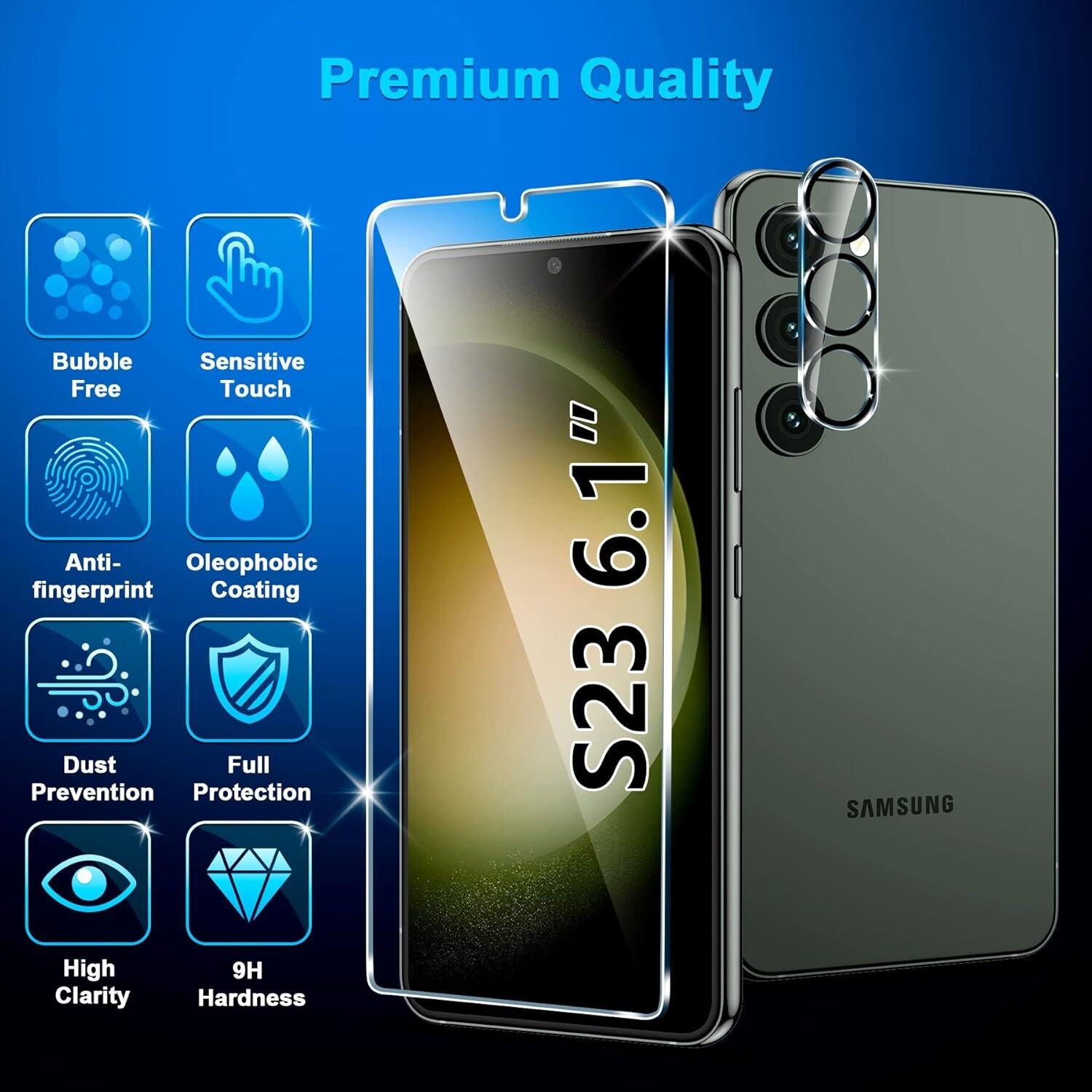 6in1 Tempered Glass Galaxy S23 for Screen and Camera Lens Protector 9H