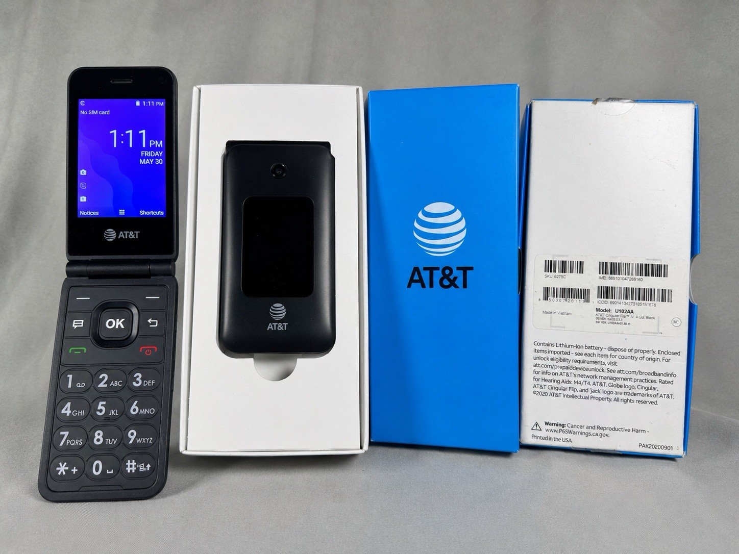 AT&T Cingular Flip IV U102AA KaiOS Flip Phone Black No SIM Tested Working
